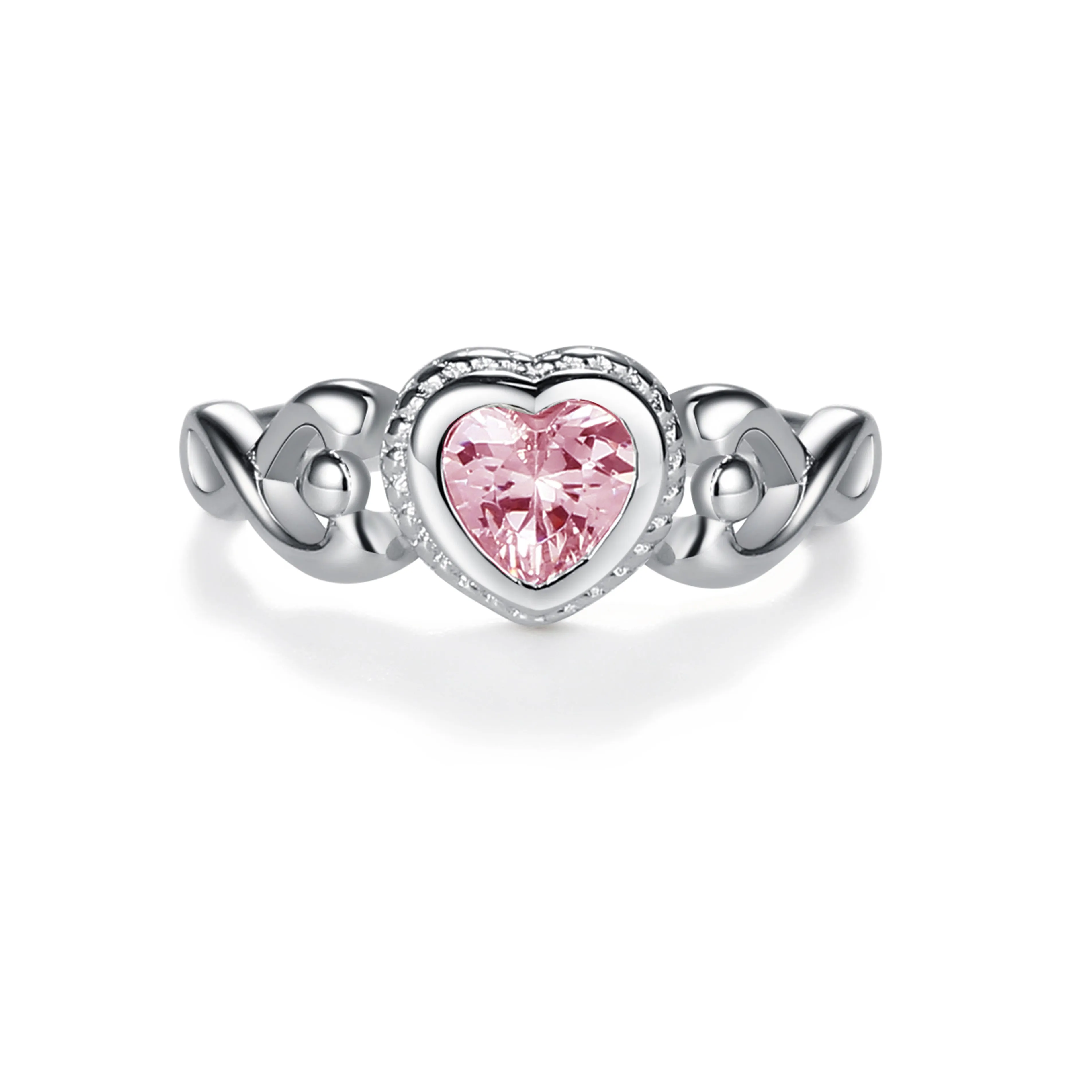 Sterling Silver Pink Heart Baby Ring for Little Girls
