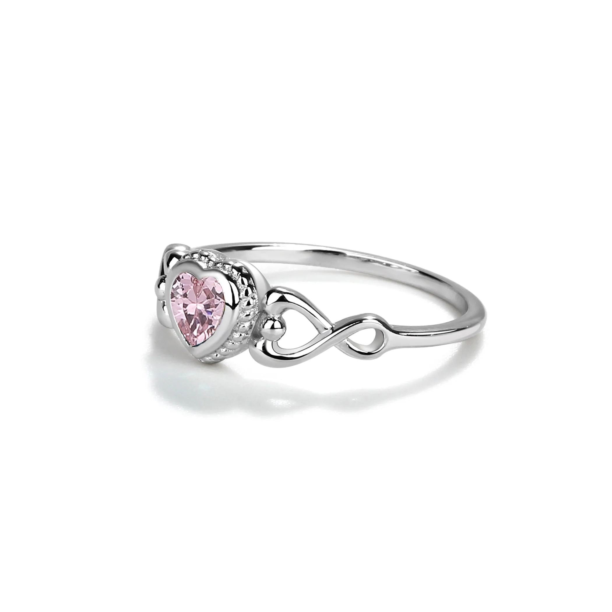 Sterling Silver Pink Heart Baby Ring for Little Girls