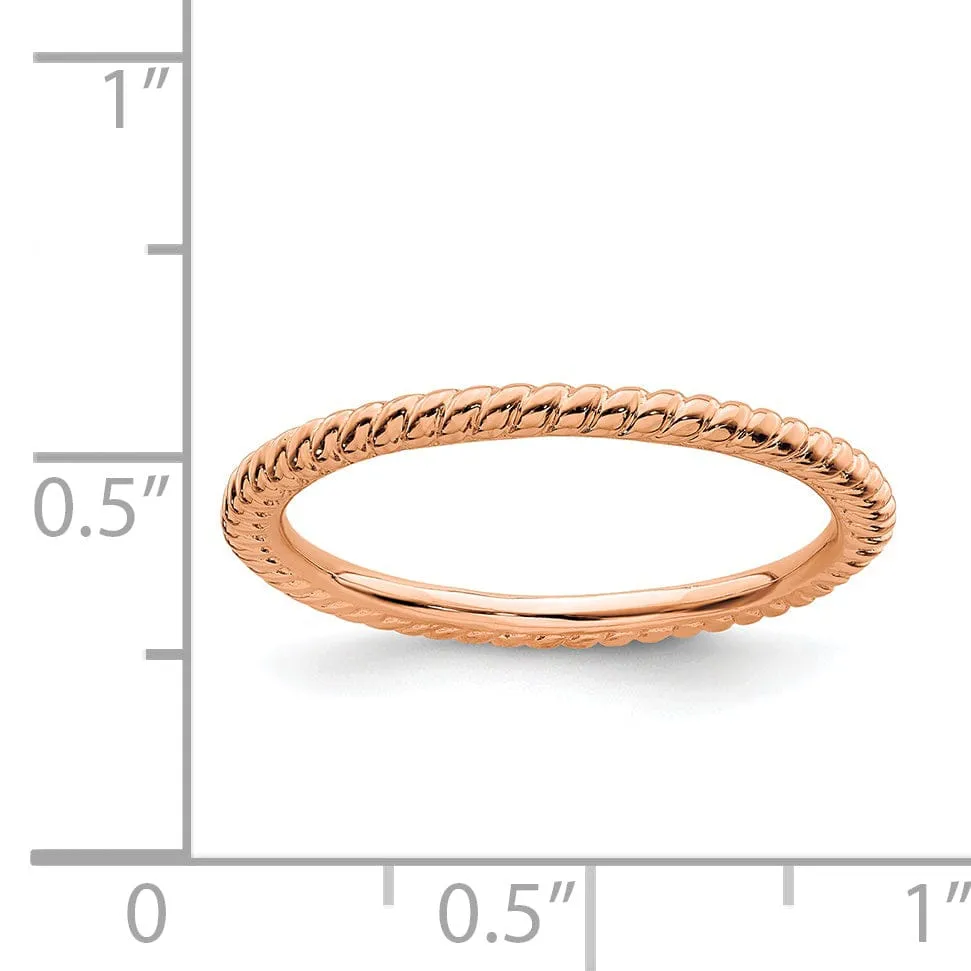 Sterling Silver Pink-Plated Twisted Ring