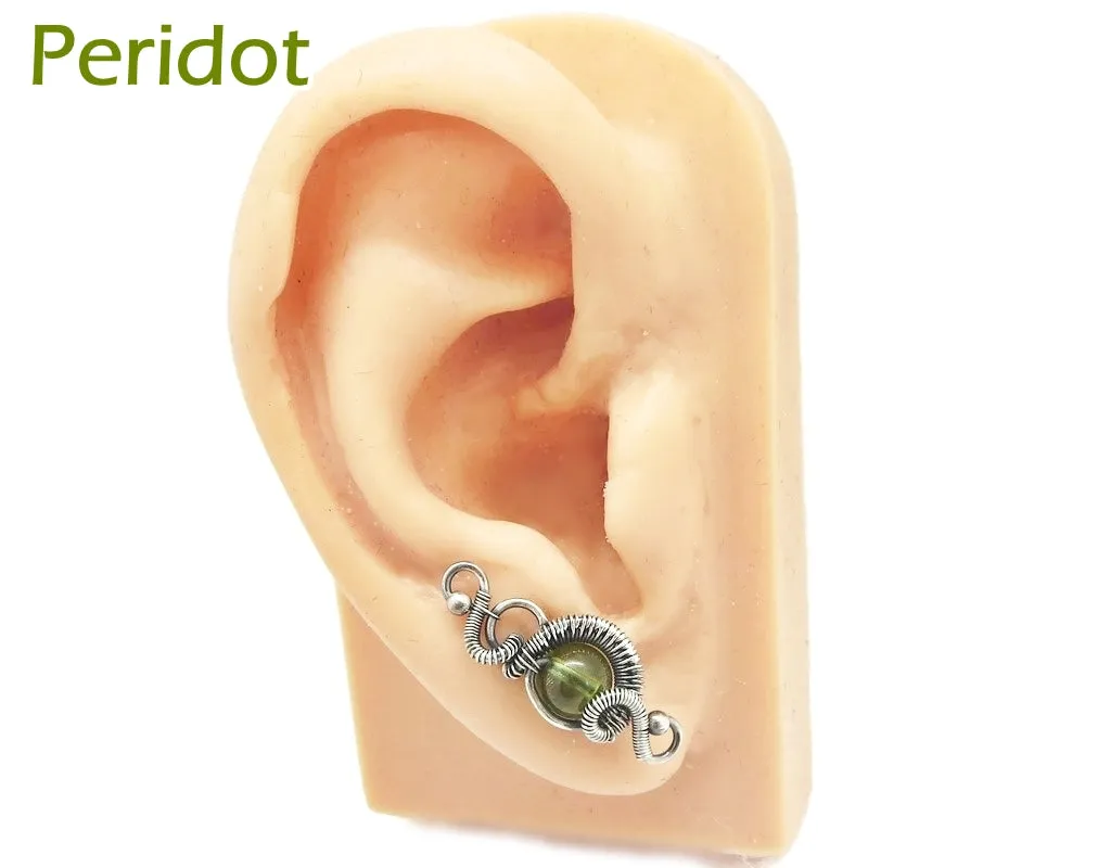 Sterling Silver "Orbit" Ear Pins with Customizable Gemstones (20 stone options)