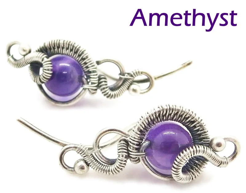 Sterling Silver "Orbit" Ear Pins with Customizable Gemstones (20 stone options)