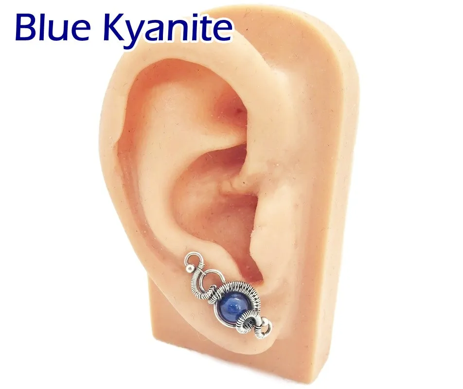 Sterling Silver "Orbit" Ear Pins with Customizable Gemstones (20 stone options)