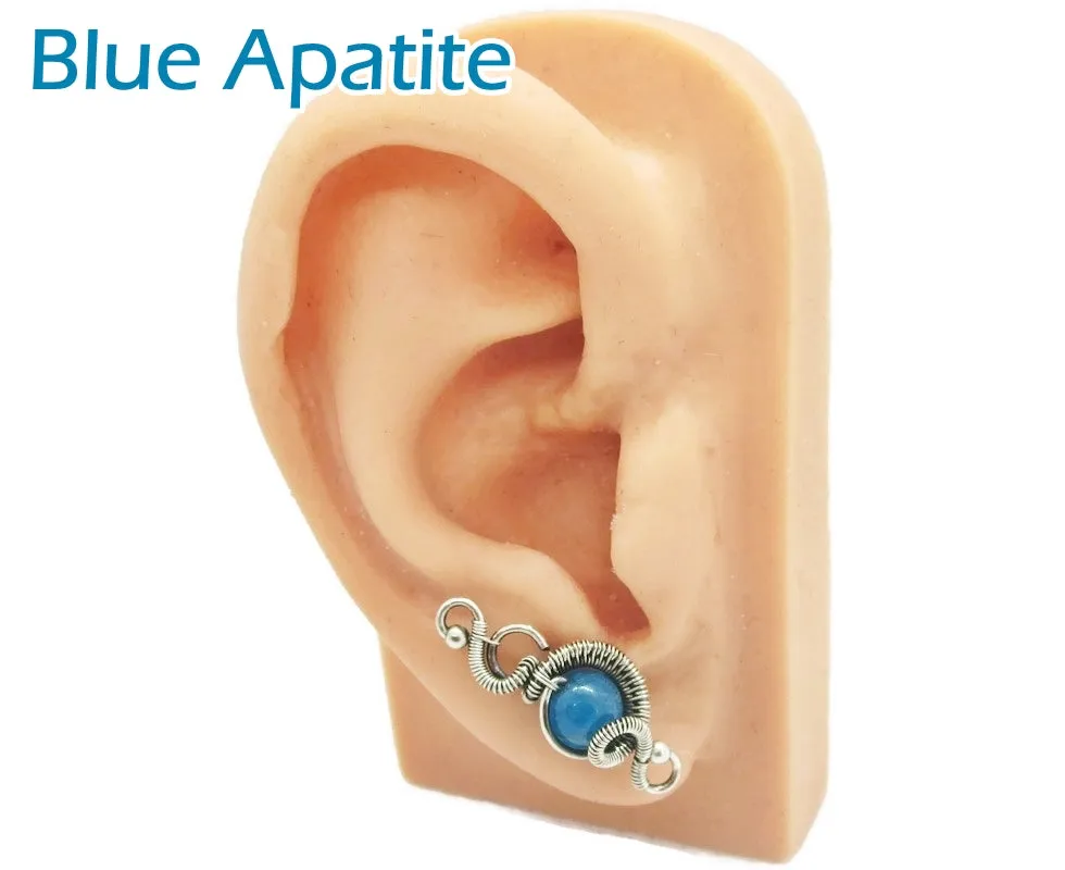 Sterling Silver "Orbit" Ear Pins with Customizable Gemstones (20 stone options)