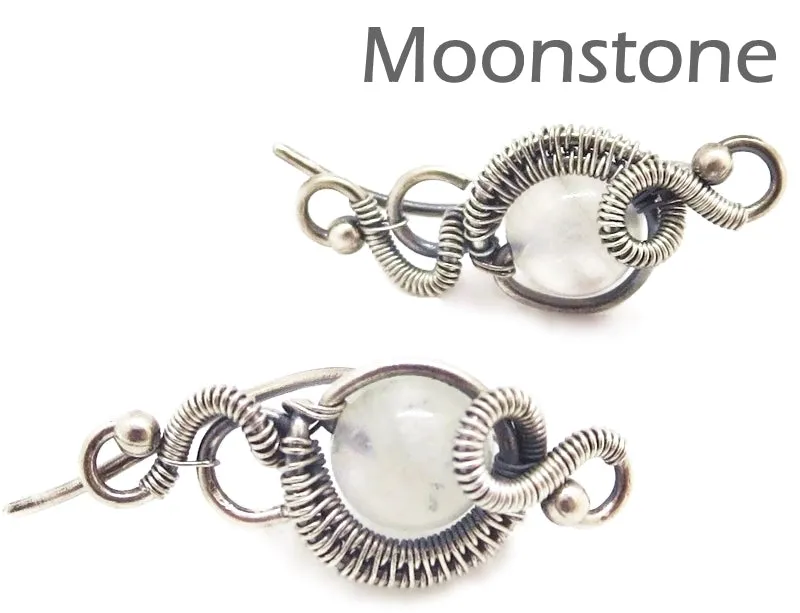 Sterling Silver "Orbit" Ear Pins with Customizable Gemstones (20 stone options)