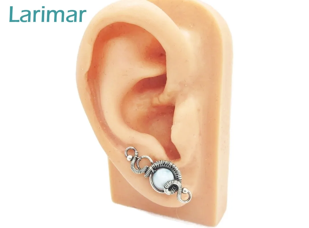 Sterling Silver "Orbit" Ear Pins with Customizable Gemstones (20 stone options)