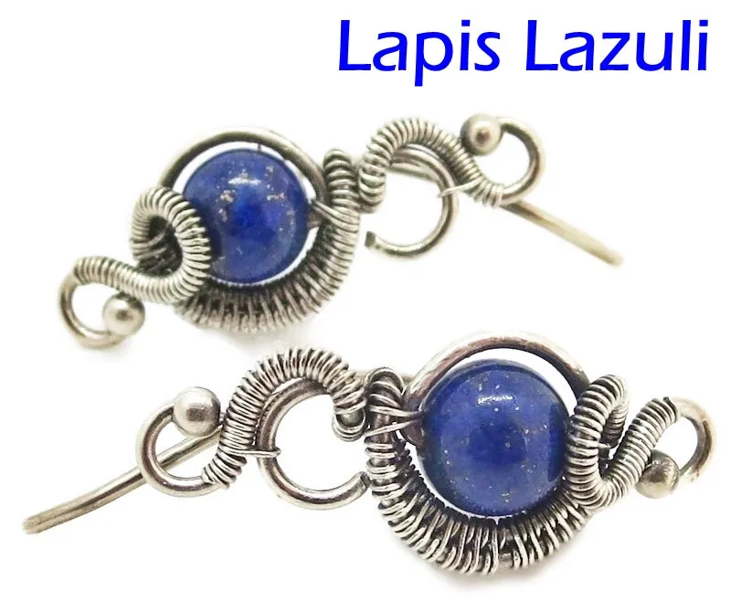 Sterling Silver "Orbit" Ear Pins with Customizable Gemstones (20 stone options)