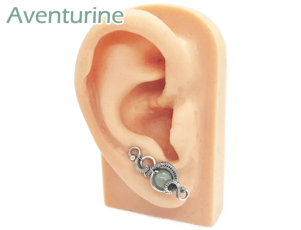 Sterling Silver "Orbit" Ear Pins with Customizable Gemstones (20 stone options)