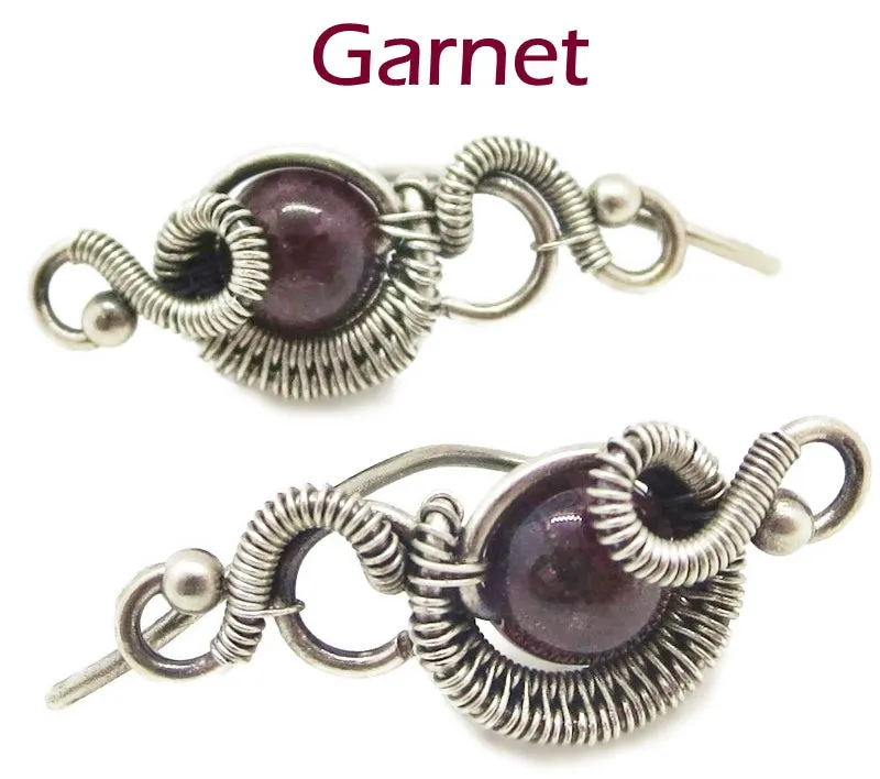 Sterling Silver "Orbit" Ear Pins with Customizable Gemstones (20 stone options)