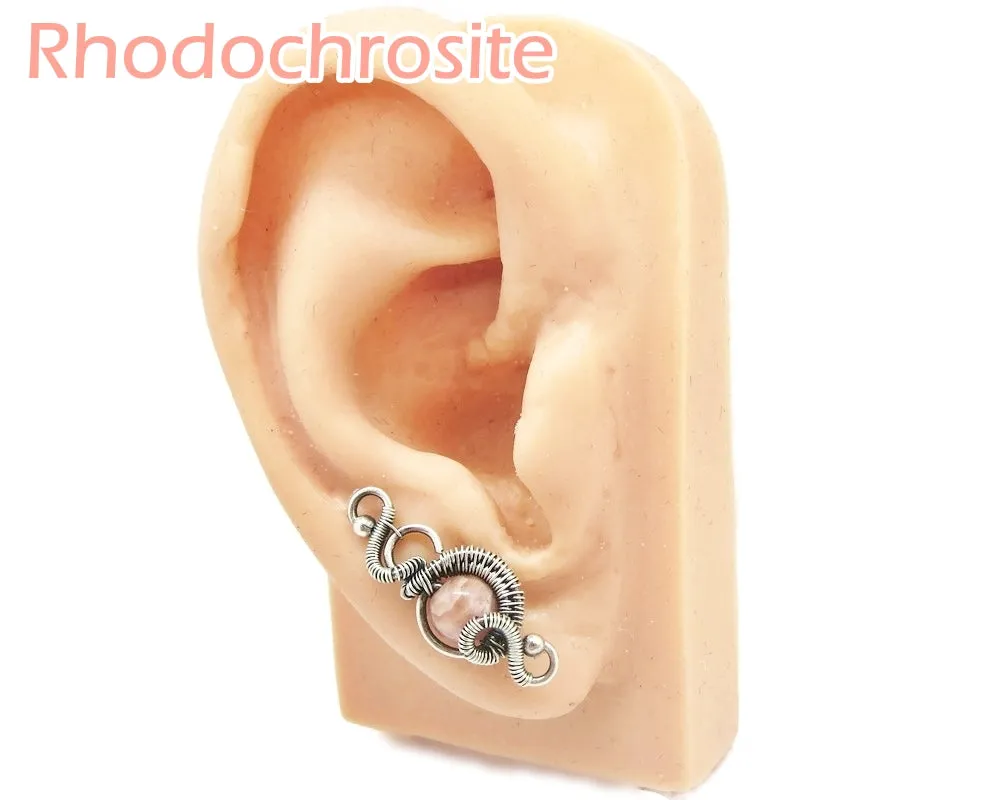 Sterling Silver "Orbit" Ear Pins with Customizable Gemstones (20 stone options)