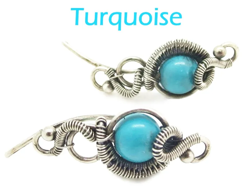 Sterling Silver "Orbit" Ear Pins with Customizable Gemstones (20 stone options)