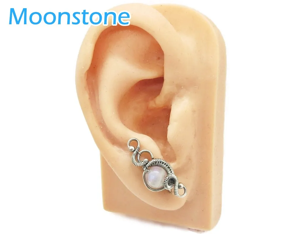Sterling Silver "Orbit" Ear Pins with Customizable Gemstones (20 stone options)