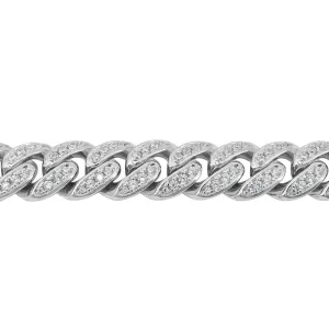 Sterling Silver Rhodium Plated (10mm) Miami Cuban Cubic Zirconia Bracelet 8.5"