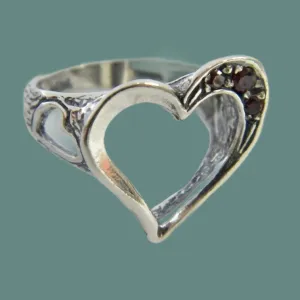 Sterling silver ring , sterling silver heart ring s