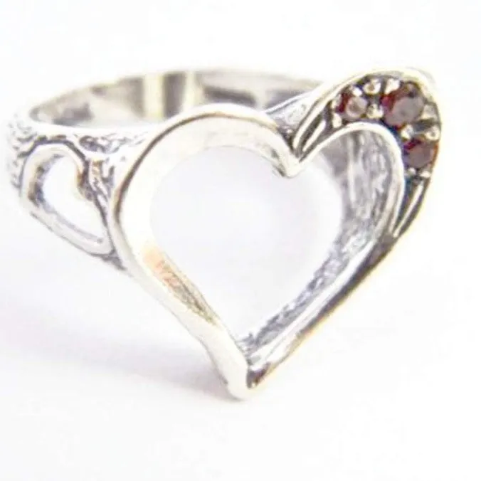 Sterling silver ring , sterling silver heart ring s