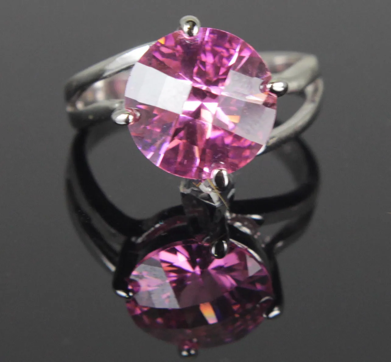 Sterling Silver Rose Zirconia Ring Size 8.5