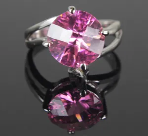 Sterling Silver Rose Zirconia Ring Size 8.5