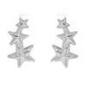Sterling Silver Triple Star Climber Earrings