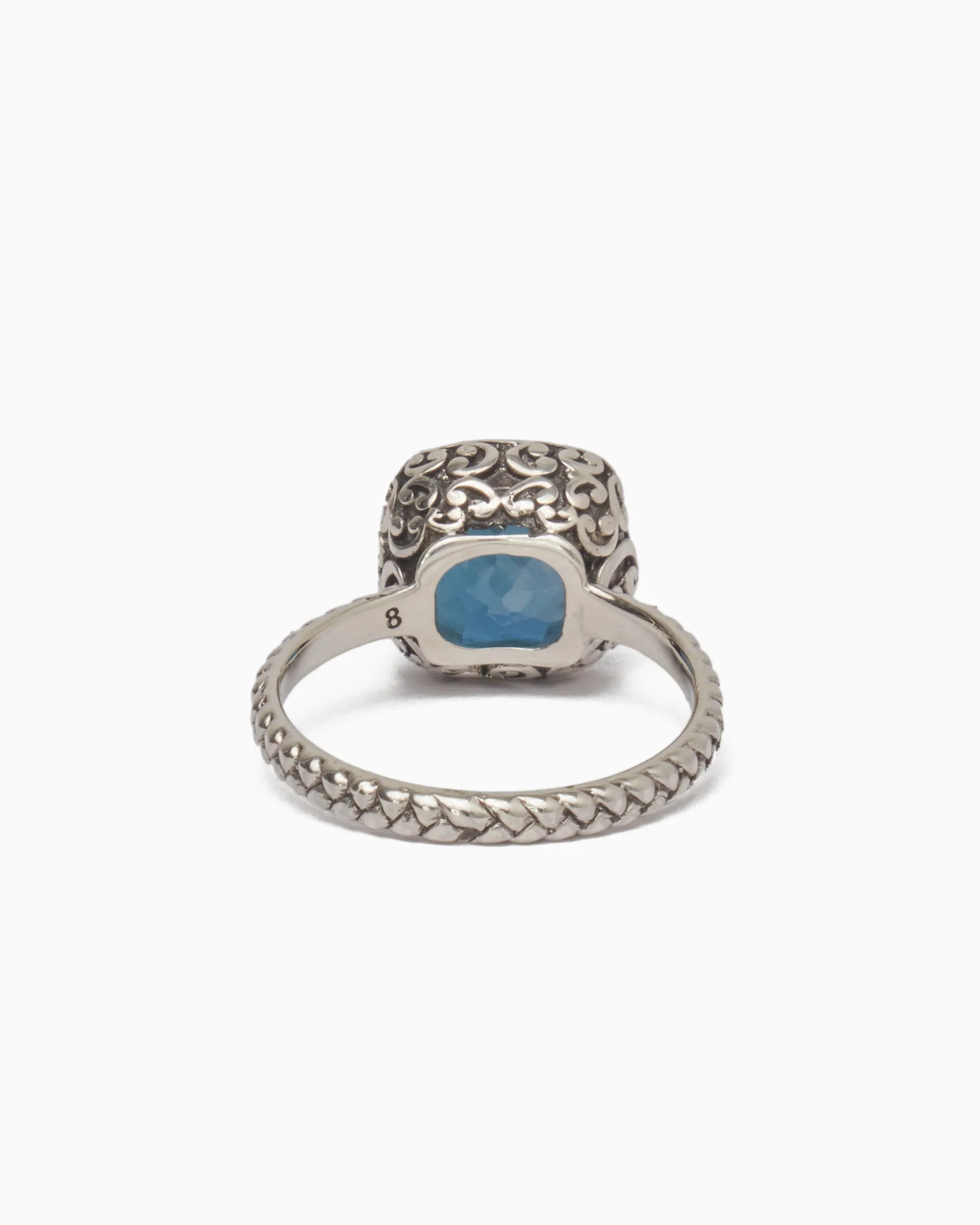 Stone Ring with Petroglyph Setting - London Blue Topaz