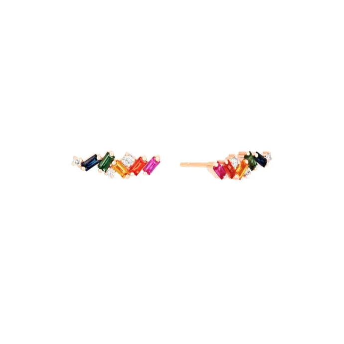 Suzanne Kalan Rainbow Sapphire ZigZag Stud Earring
