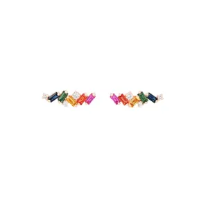 Suzanne Kalan Rainbow Sapphire ZigZag Stud Earring