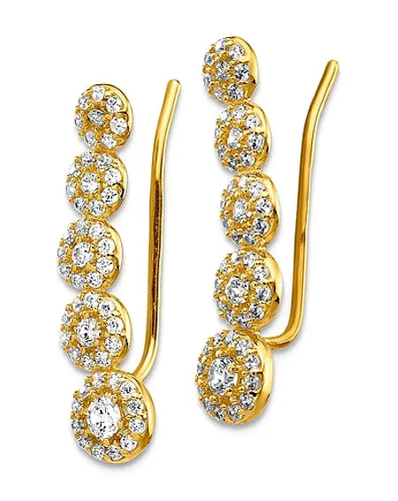 Syndy's Sparkling Garden 14k Gold and CZ Ear Climber Earrings