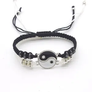 Tai Chi Yin Yang Couples Bracelets, Adjustable Braided Chain Lover Bracelets