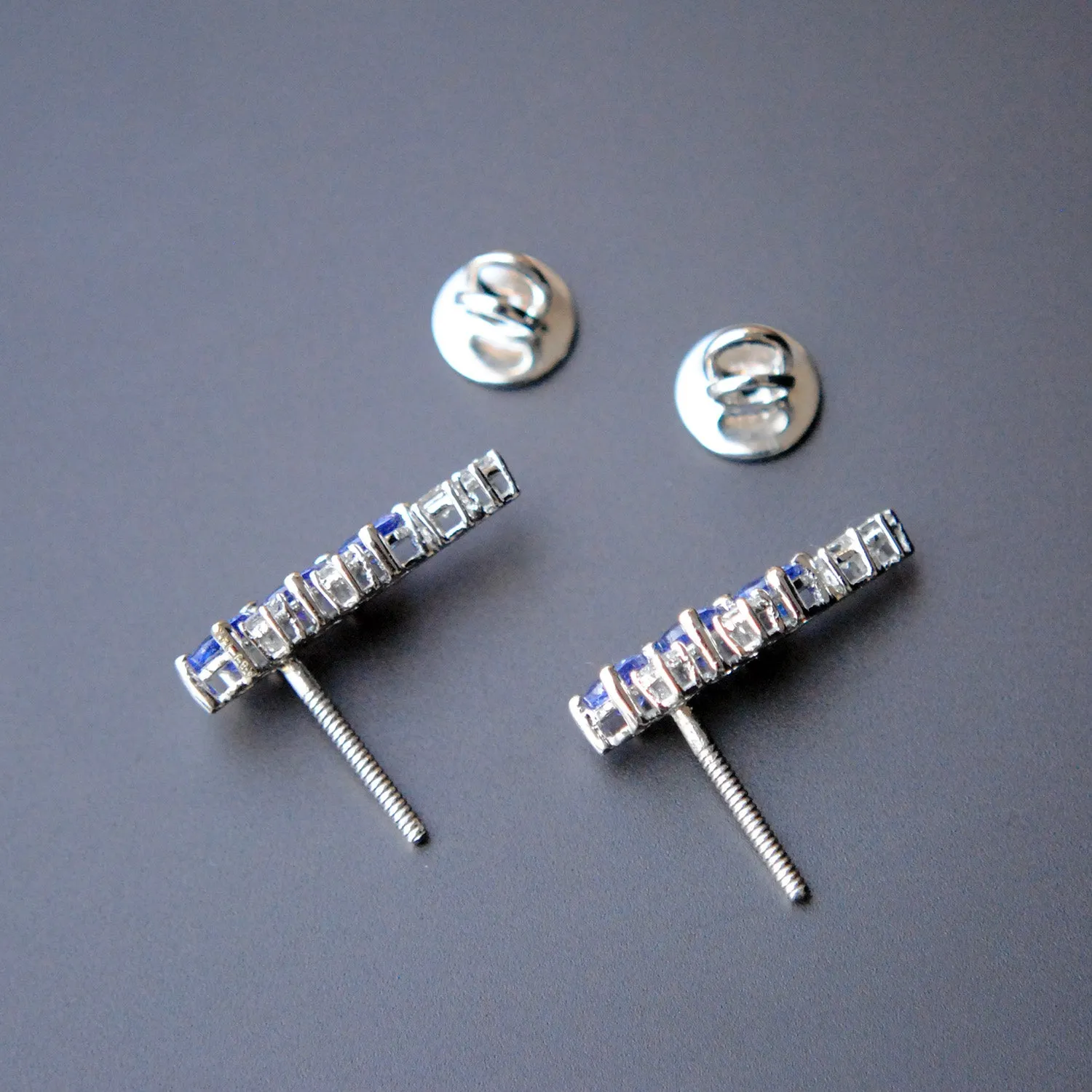 Tanzanite & Diamond Ear Climber Studs