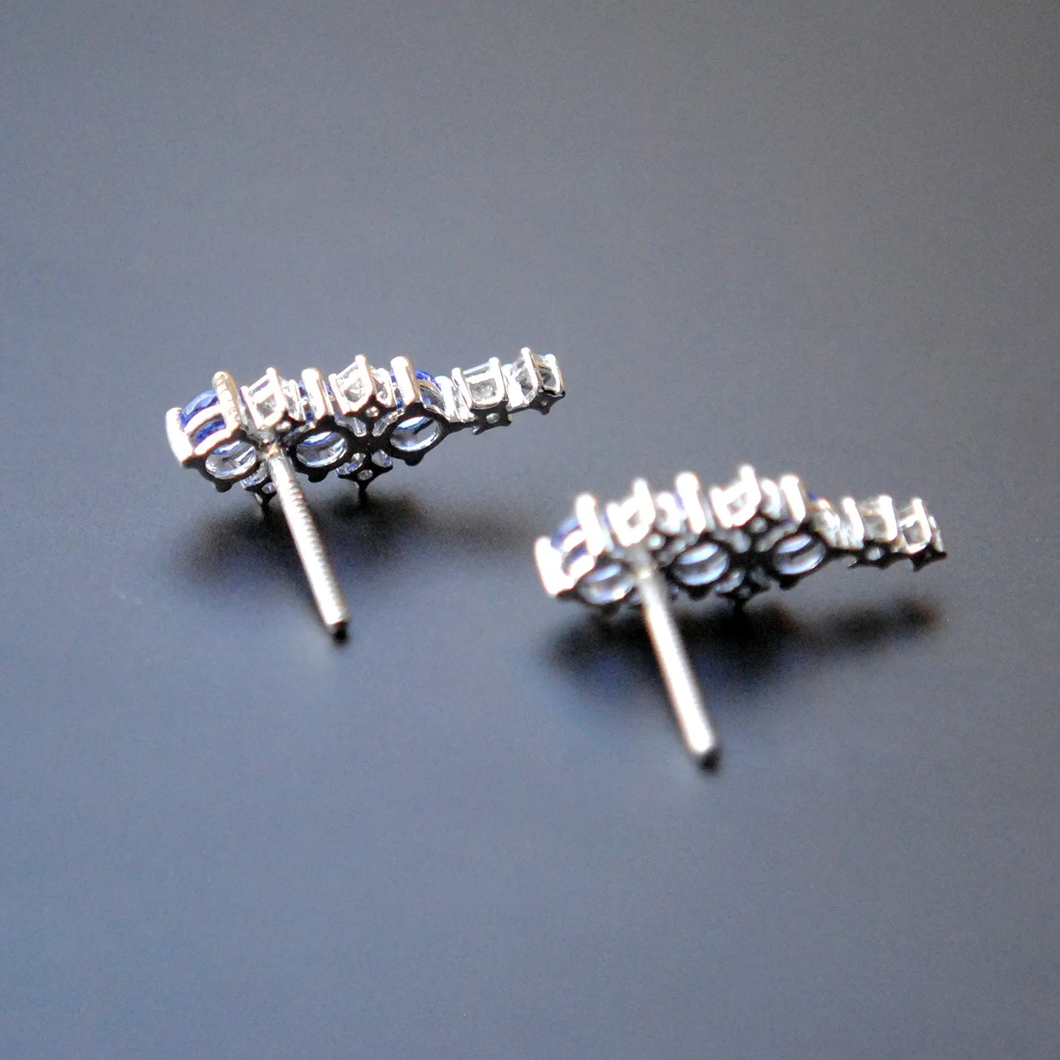 Tanzanite & Diamond Ear Climber Studs