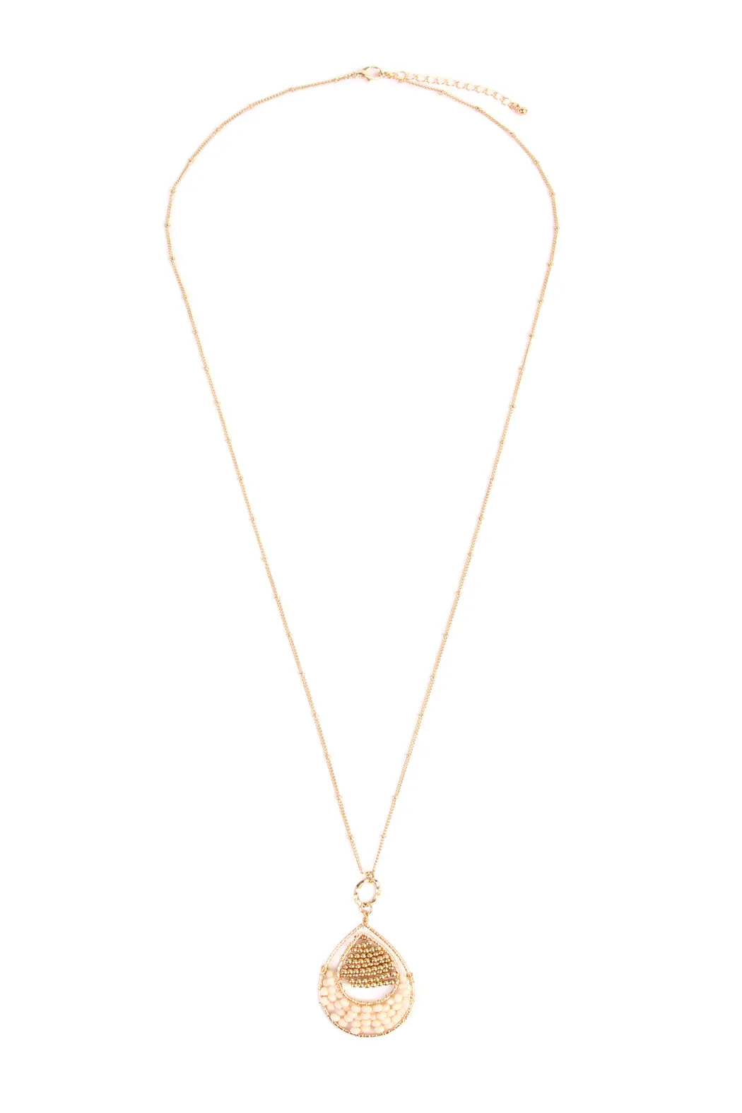 TEARDROP BEADED PENDANT LONG LINE NECKLACE