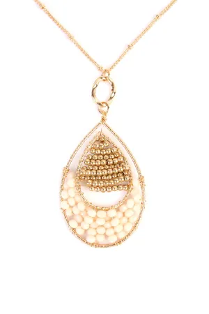 TEARDROP BEADED PENDANT LONG LINE NECKLACE