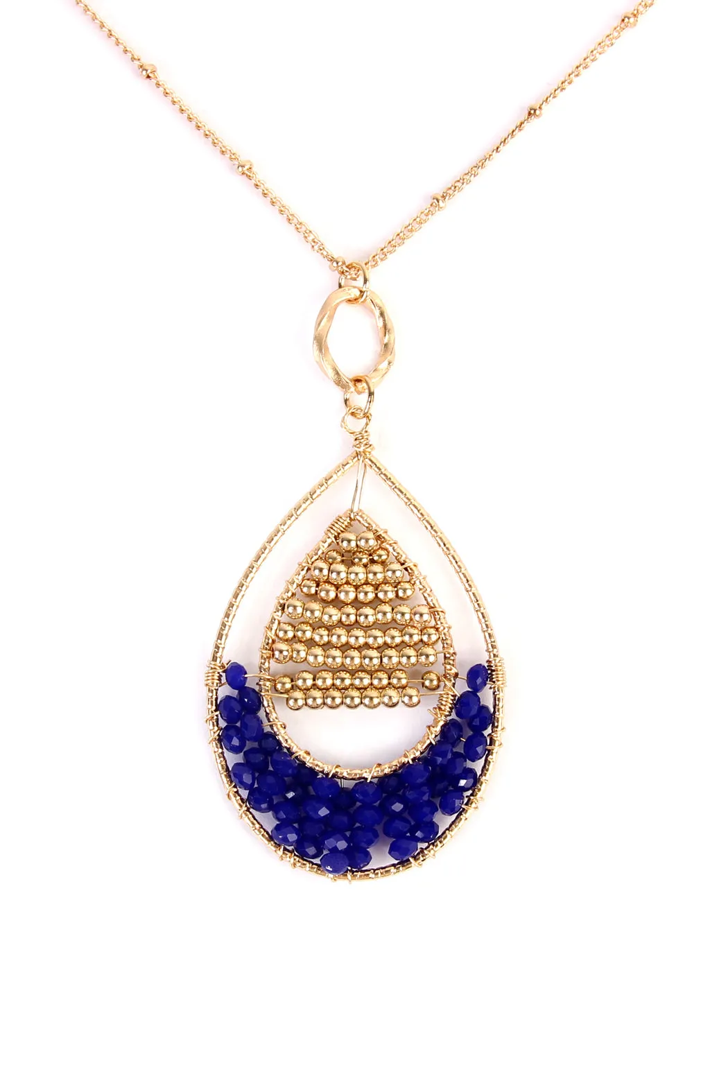 TEARDROP BEADED PENDANT LONG LINE NECKLACE