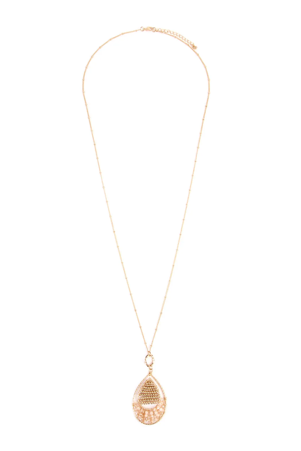 TEARDROP BEADED PENDANT LONG LINE NECKLACE