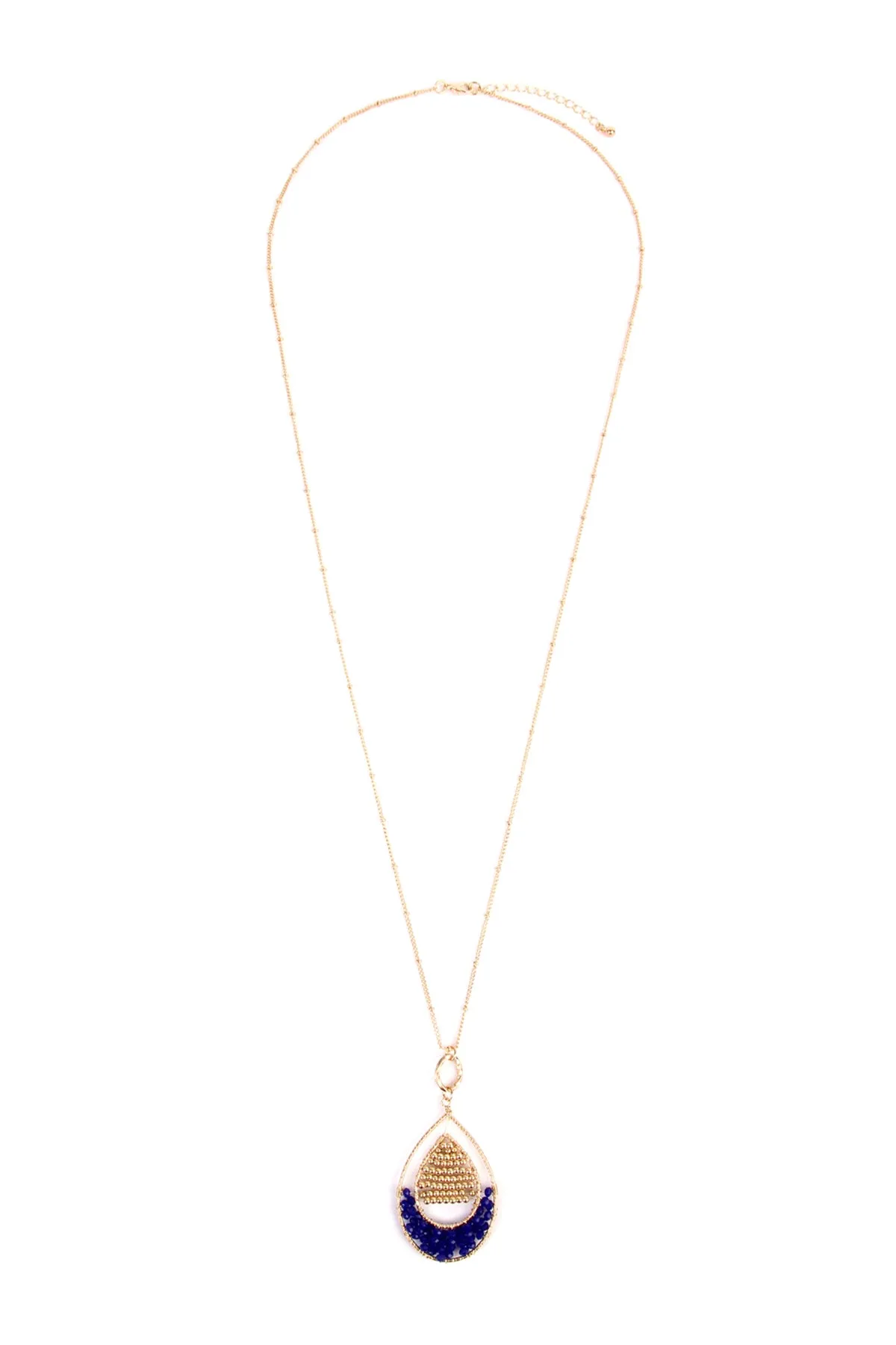 TEARDROP BEADED PENDANT LONG LINE NECKLACE