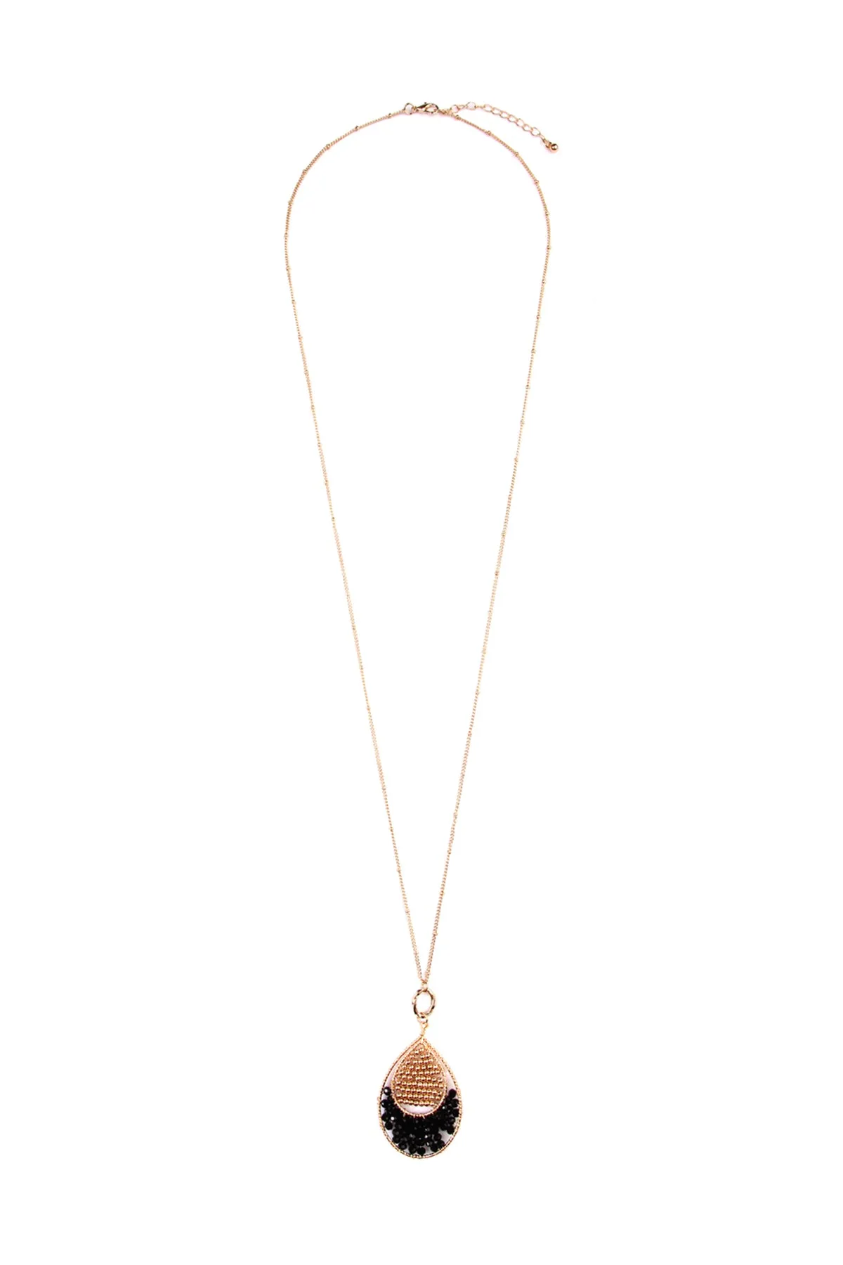 TEARDROP BEADED PENDANT LONG LINE NECKLACE