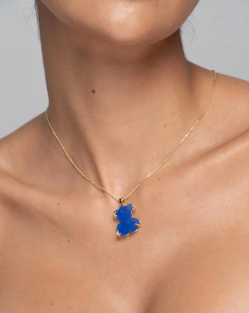 TEDDY BEAR BLUE NECKLACE