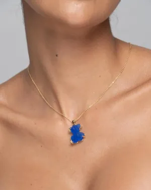 TEDDY BEAR BLUE NECKLACE