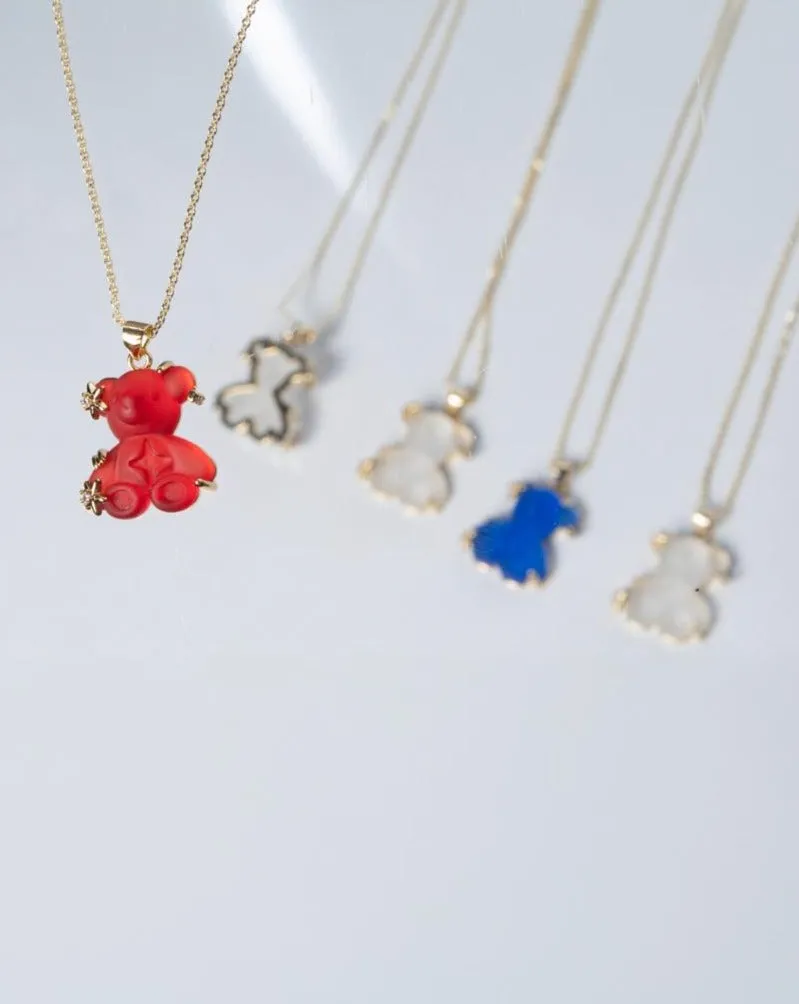 TEDDY BEAR RED NECKLACE