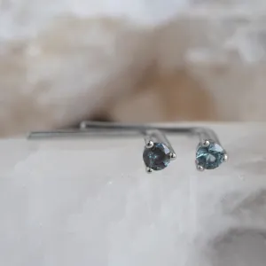 The Blue Montana Sapphire Staple Thread Earrings | Sterling Silver