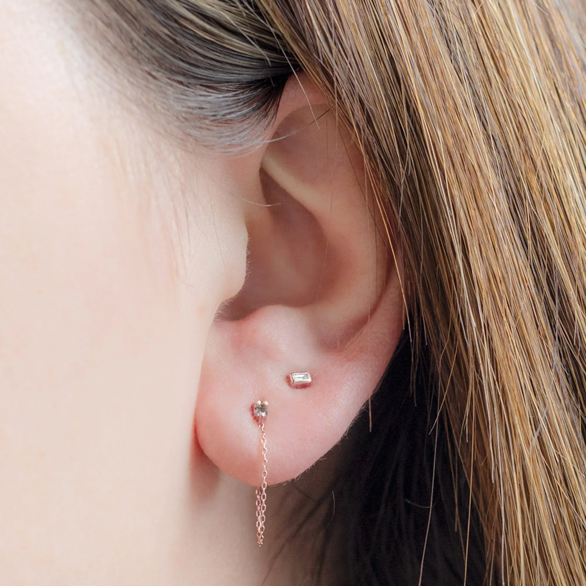 The Salt and Pepper Diamond Sunburst Chain Hoops | 10K Rose Gold