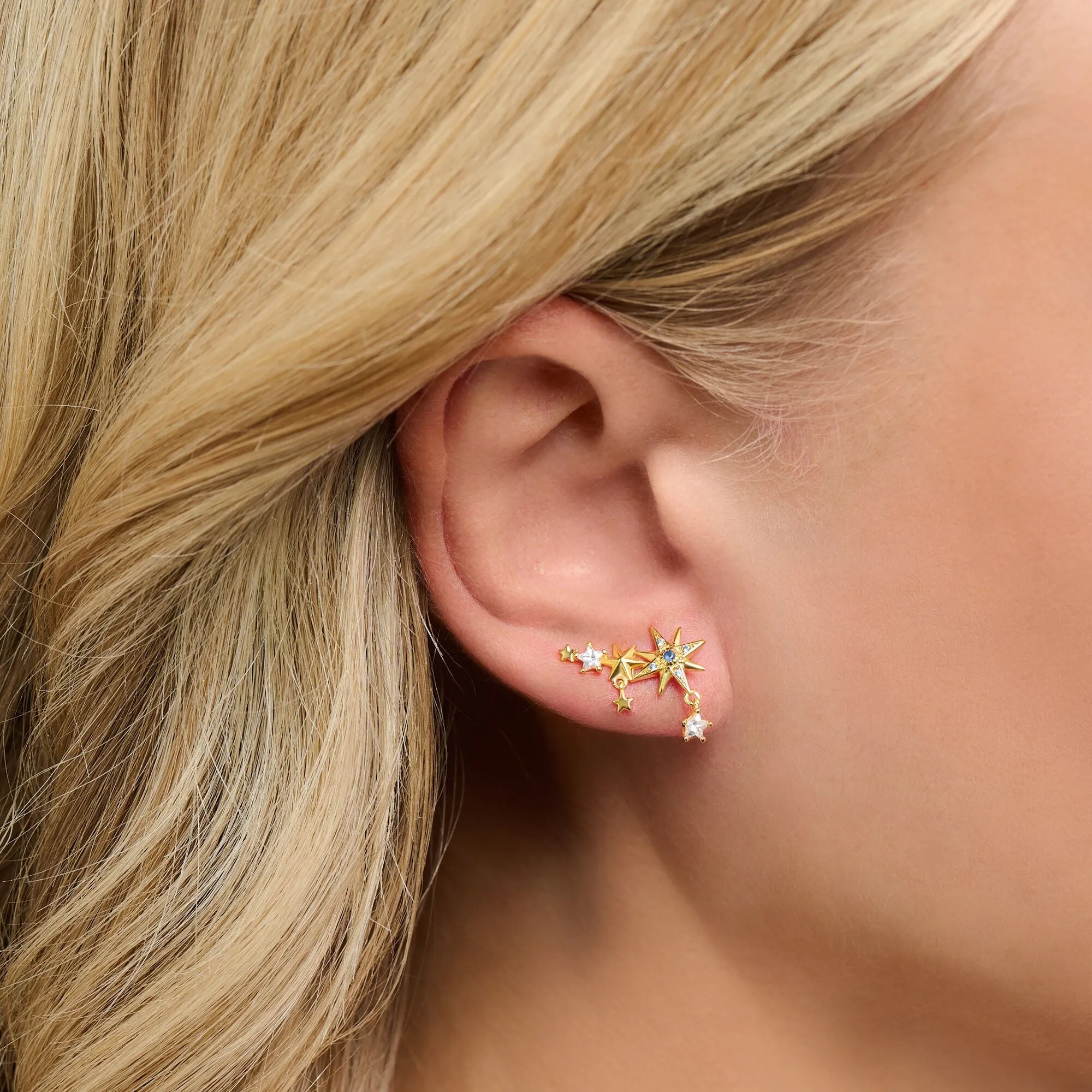 Thomas Sabo Royalty Gold Plated Sterling Silver Star Climber Earrings
