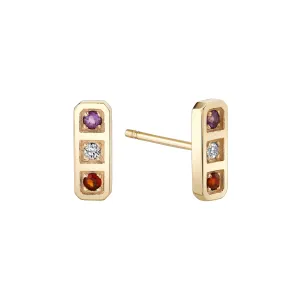 Three Birthstone Tablet Studs