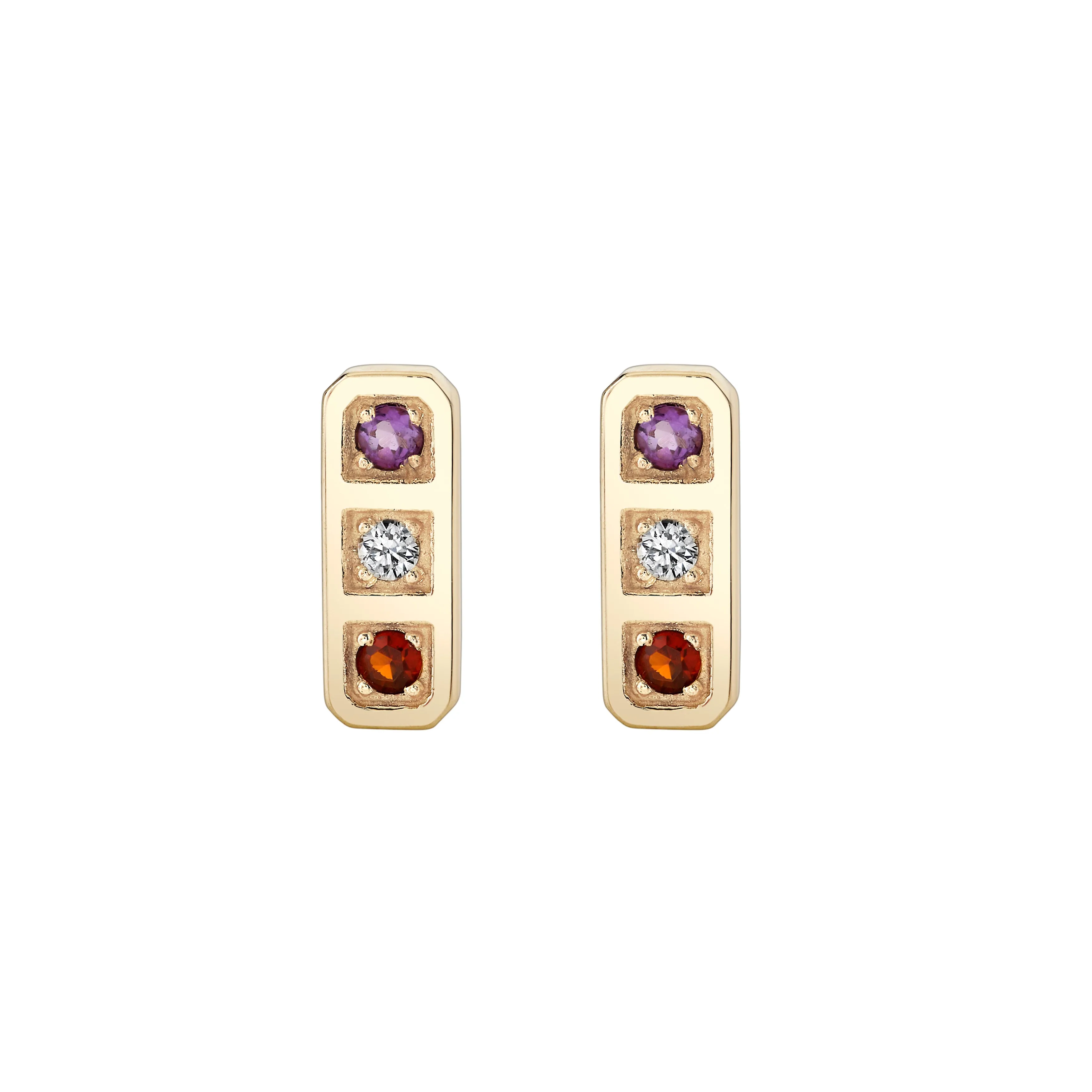 Three Birthstone Tablet Studs