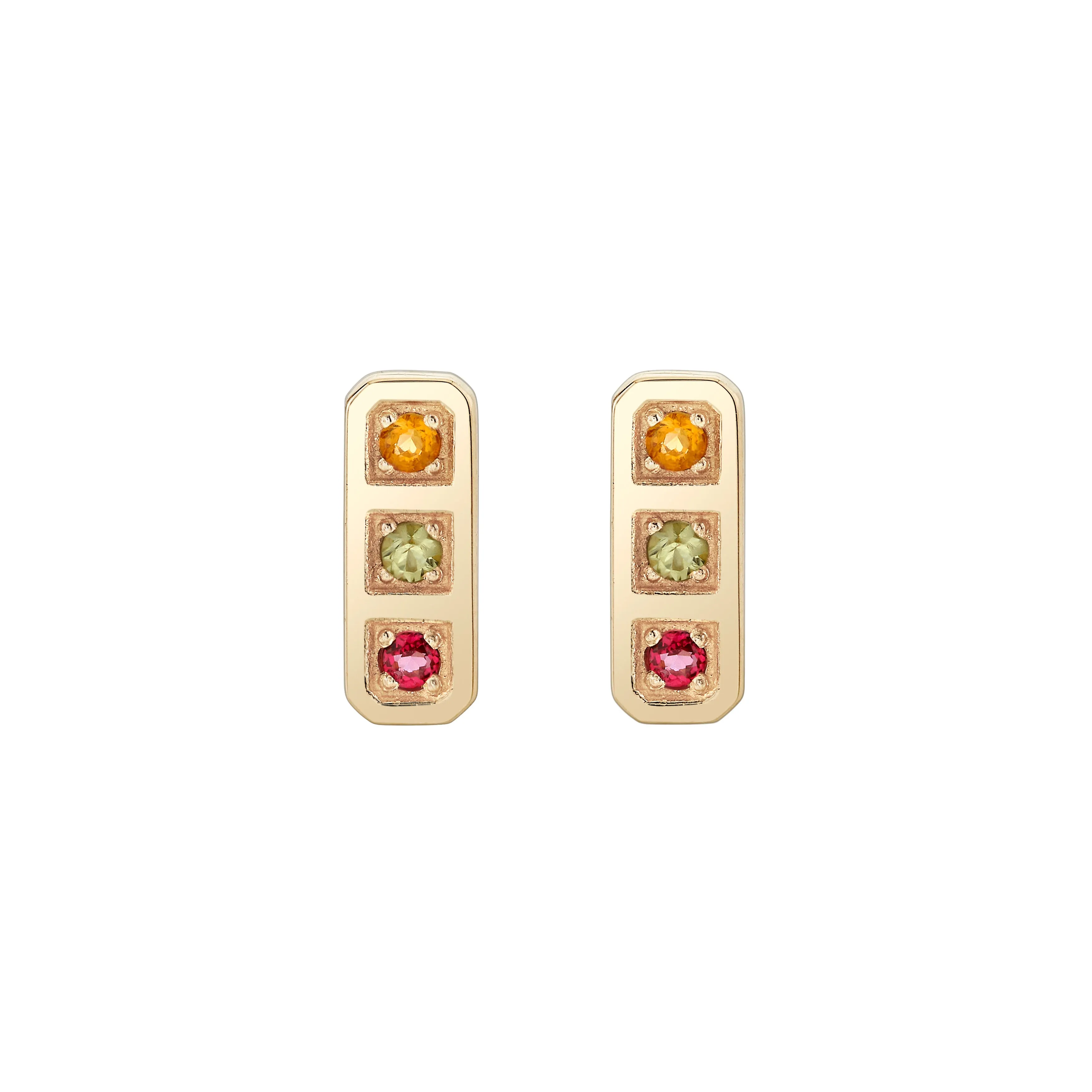 Three Birthstone Tablet Studs