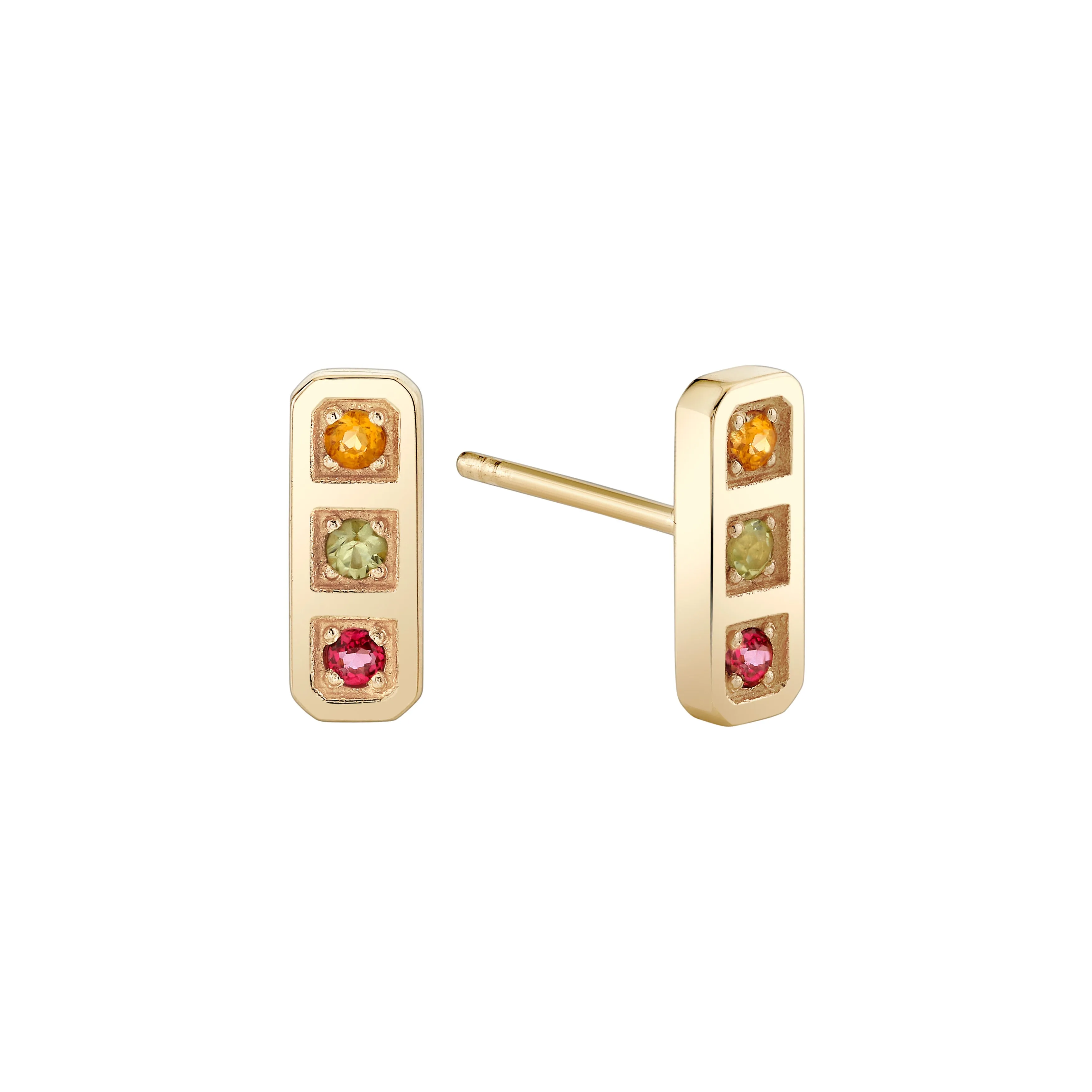 Three Birthstone Tablet Studs