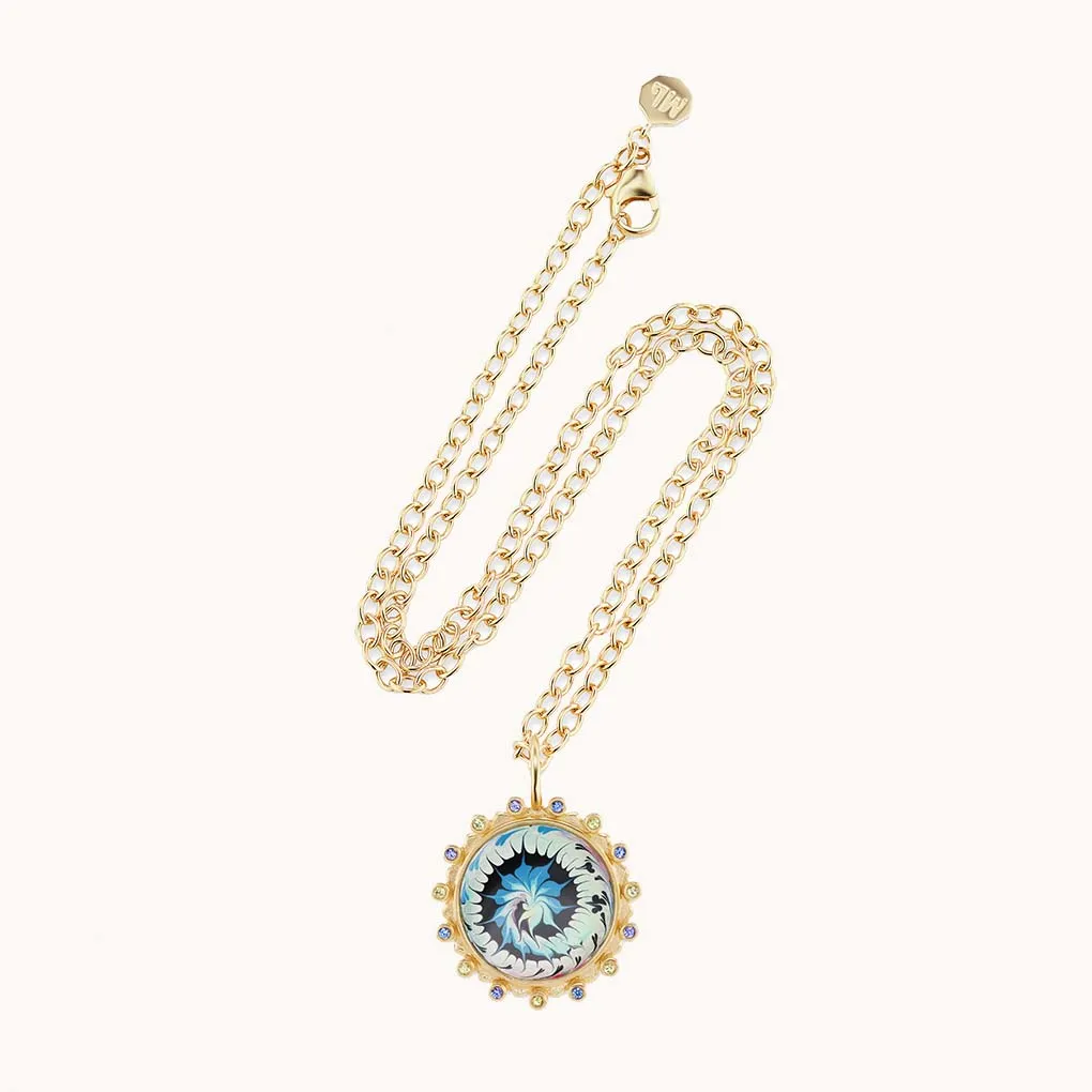 Tie Dye Necklace Blue