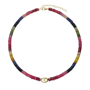 TIE DYE SAPPHIRE BEADED NECKLACE