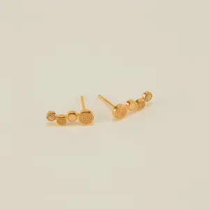 Tiered Etched Round Stud Earring