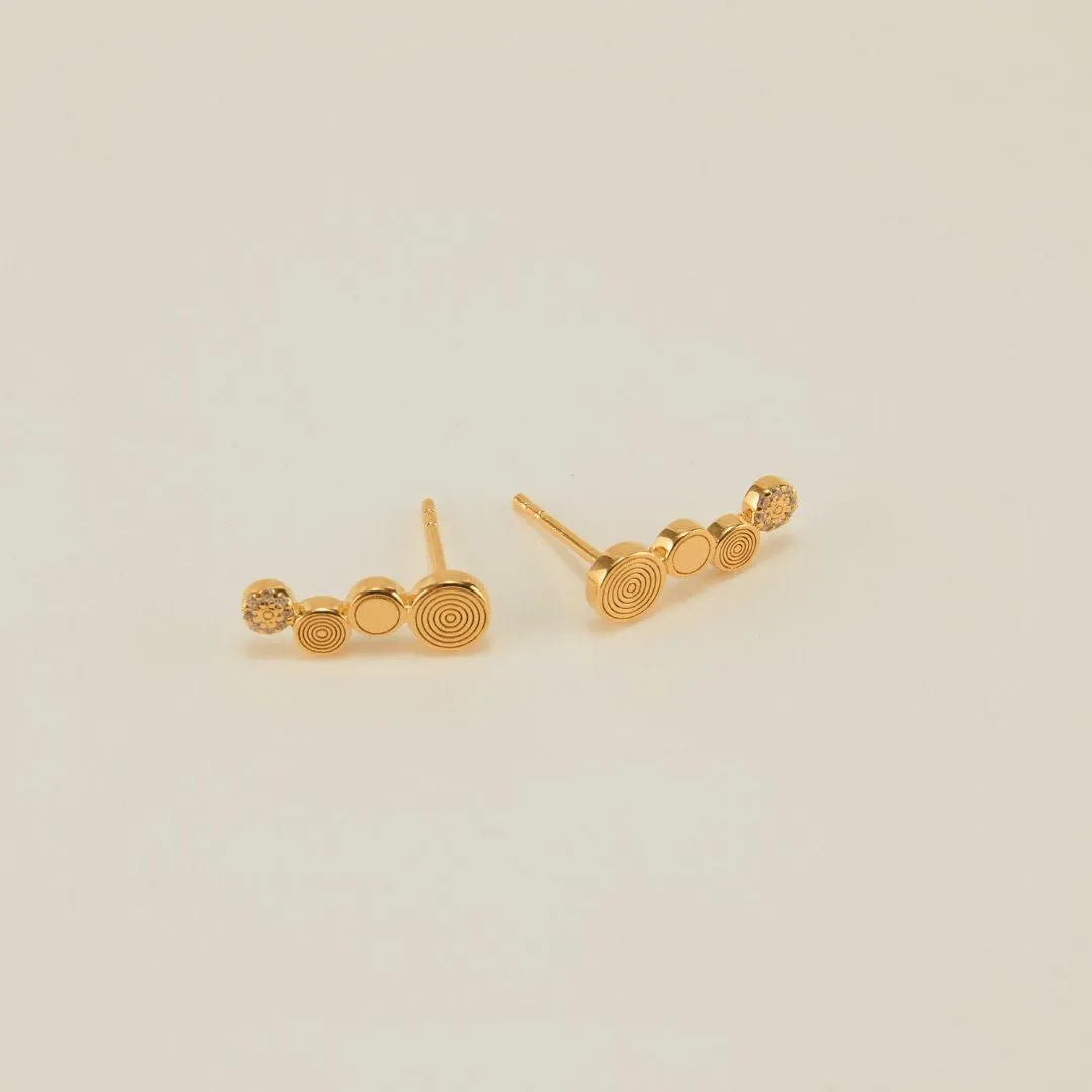 Tiered Etched Round Stud Earring