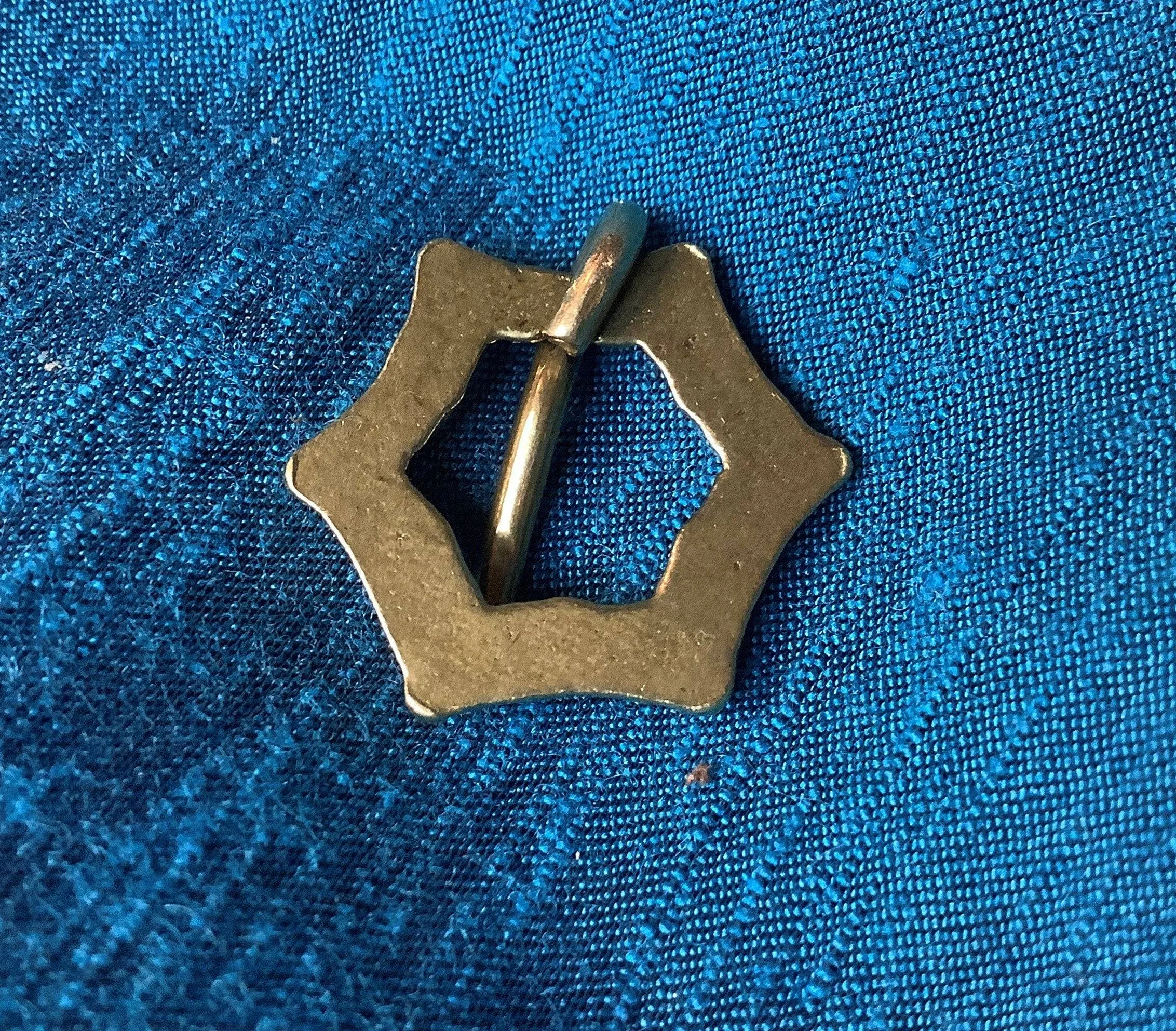 Tiny Brass Sexfoil Medieval Brooch (set of two)