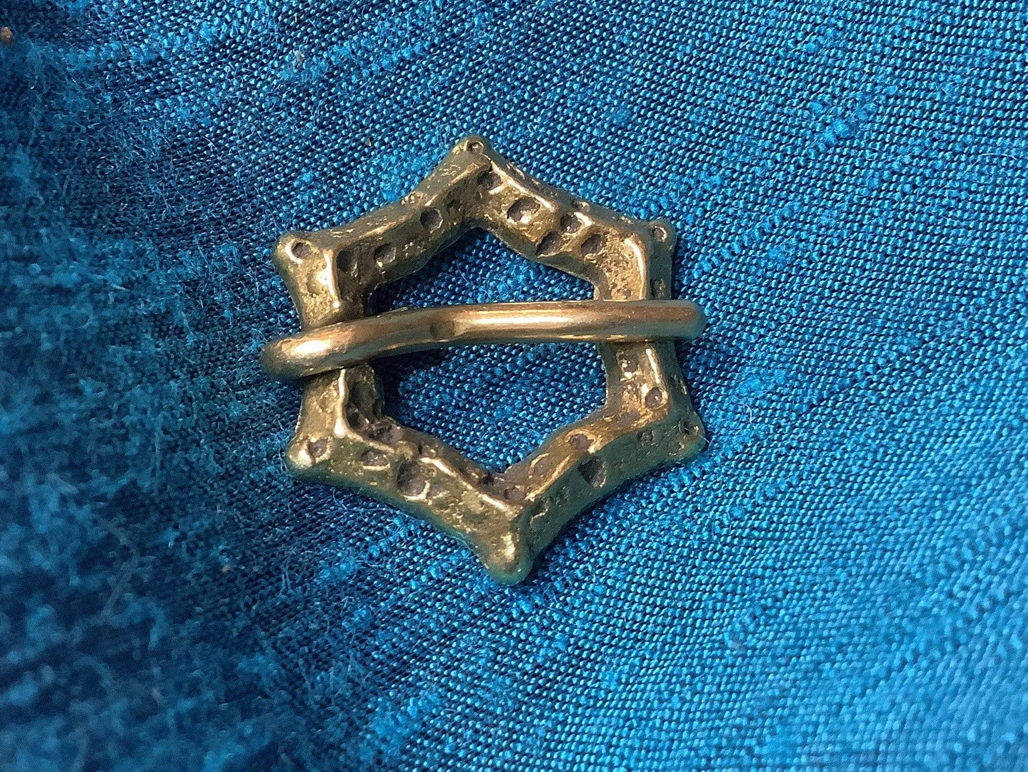 Tiny Brass Sexfoil Medieval Brooch (set of two)